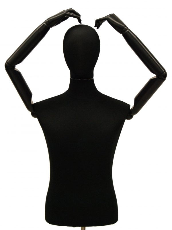 Male Hard Foam Dress Form with Arms + Metal Base
