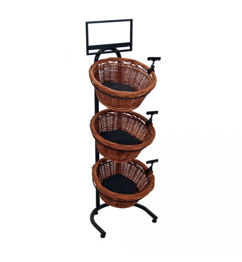 SDK1430-3B / 3-Tier Floor Display with 3 Round Willow Baskets