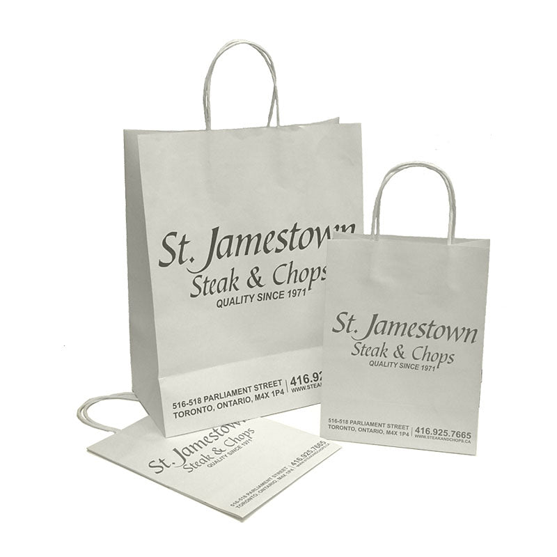 Recyclable Kraft Paper Bags Twisted Paper Handles White