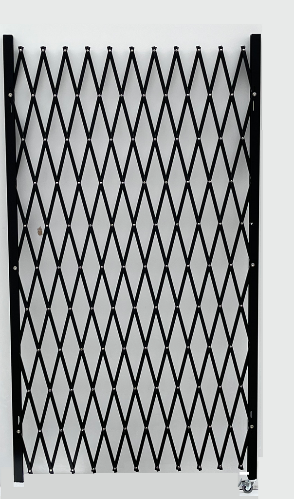 Folding Security Gate - 81" H x 38" to 110" W | Black and White
