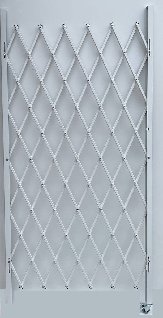 Folding Security Gate - 81" H x 38" to 110" W | Black and White