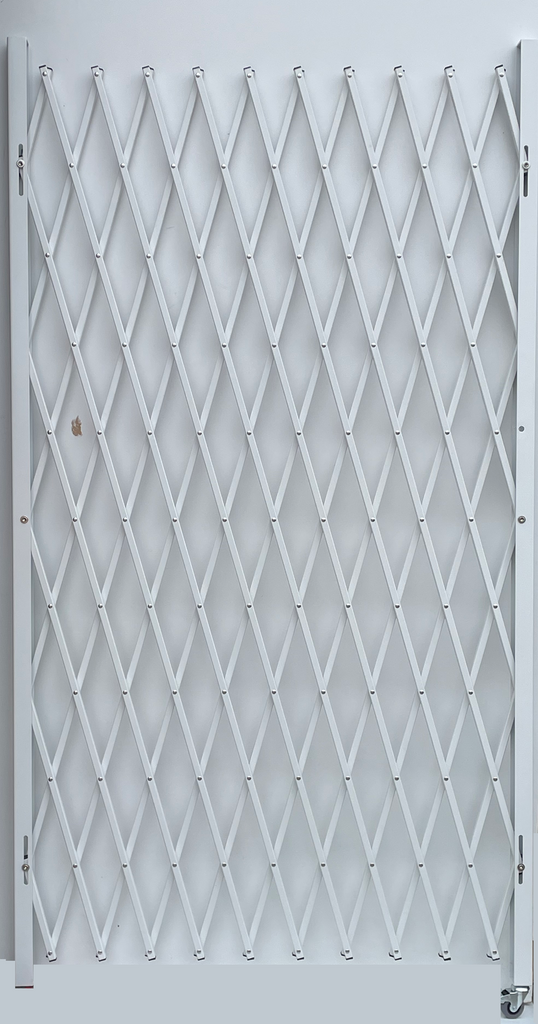 Folding Security Gate - 81" H x 38" to 110" W | Black and White