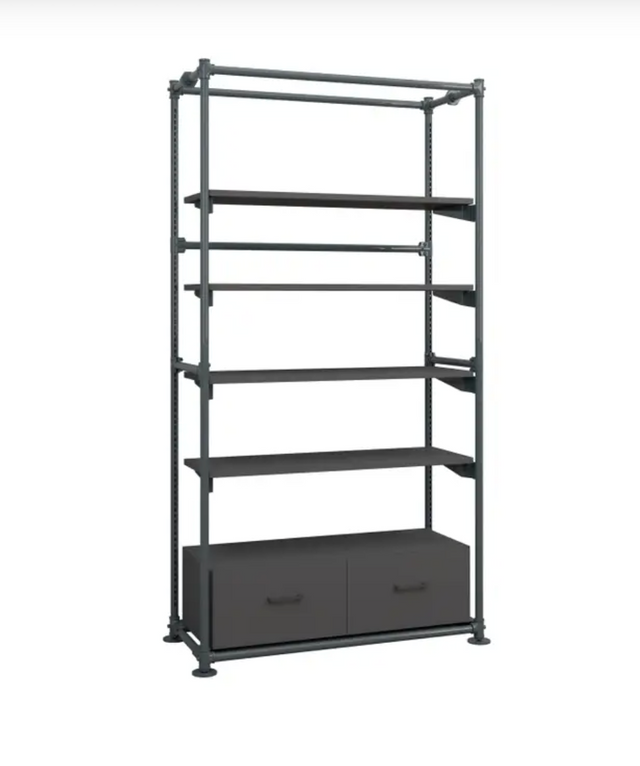 Pipeline Freestanding Kit With 4 Shelves and Drawers