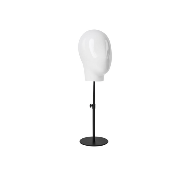 Female Abstract Head Form with Black Adjustable Metal Base