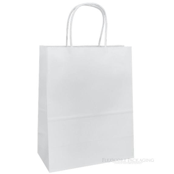 Recyclable Kraft Paper Bags Twisted Paper Handles White