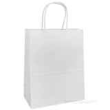Recyclable Kraft Paper Bags Twisted Paper Handles White