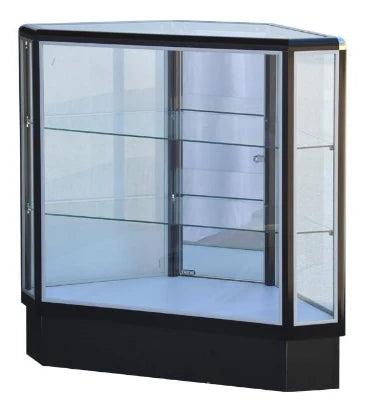 SDAL9 - Vitrine d'angle hexagonale en verre avec cadre en aluminium