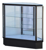 SDAL9 - Vitrine d'angle hexagonale en verre avec cadre en aluminium
