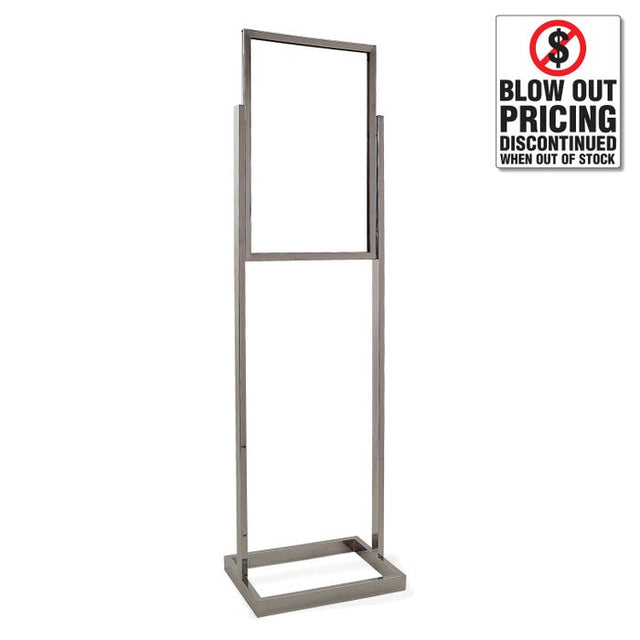 14" X 22" Bulletin Sign Holder W/ Rectangular Tubing Base - Chrome