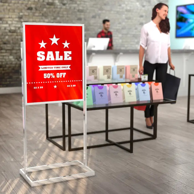22” X 28” Single Bulletin Sign Holder With Rectangular Tubing Base