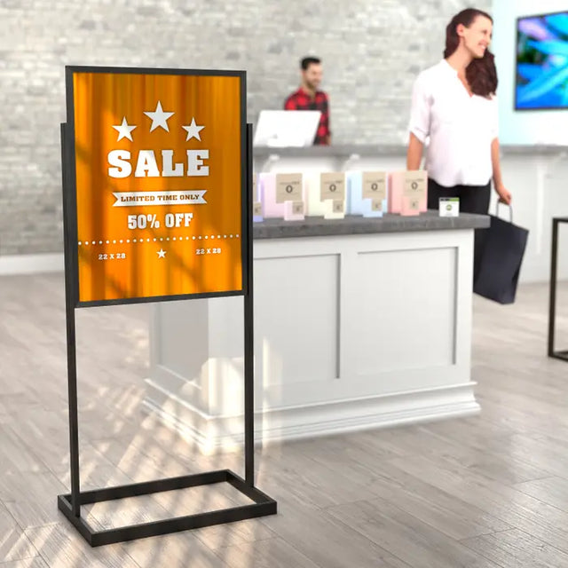 22” X 28” Single Bulletin Sign Holder With Rectangular Tubing Base