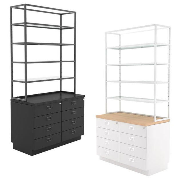 Deluxe Cash Wrap Retail Counter Drawer Unit With Retail Shelving Kit