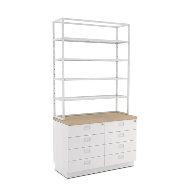 Deluxe Cash Wrap Retail Counter Drawer Unit With Retail Shelving Kit