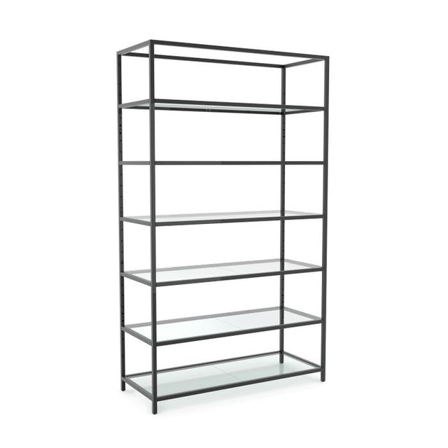 Freestanding Retail Shelf Merchandiser With Adjustable Glass Shelves