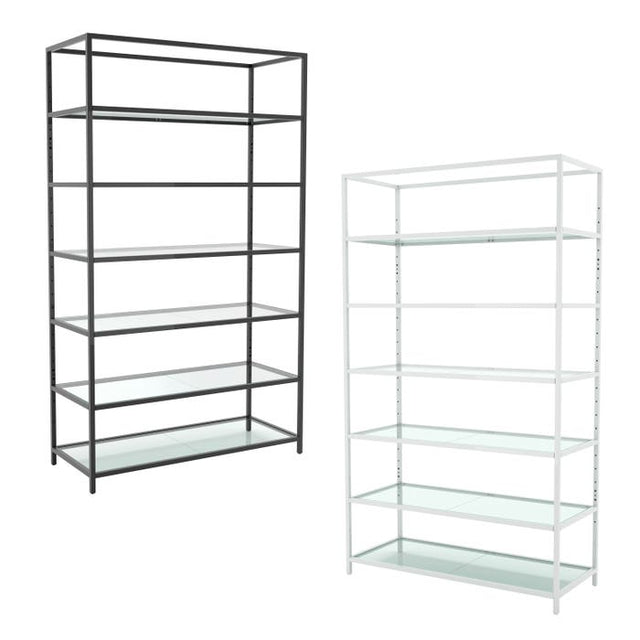Freestanding Retail Shelf Merchandiser With Adjustable Glass Shelves