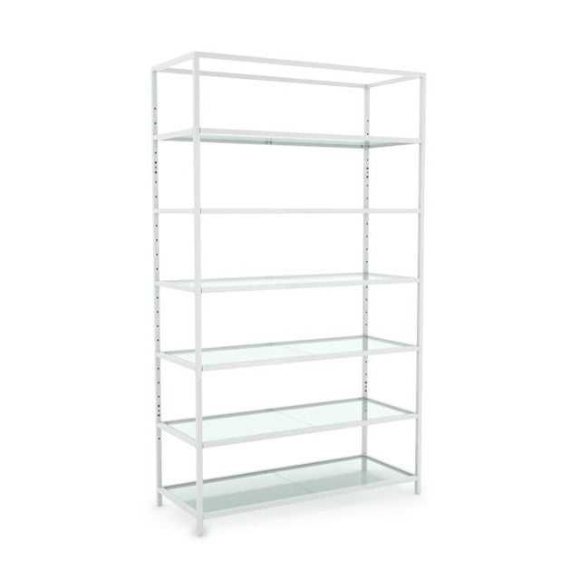 Freestanding Retail Shelf Merchandiser With Adjustable Glass Shelves