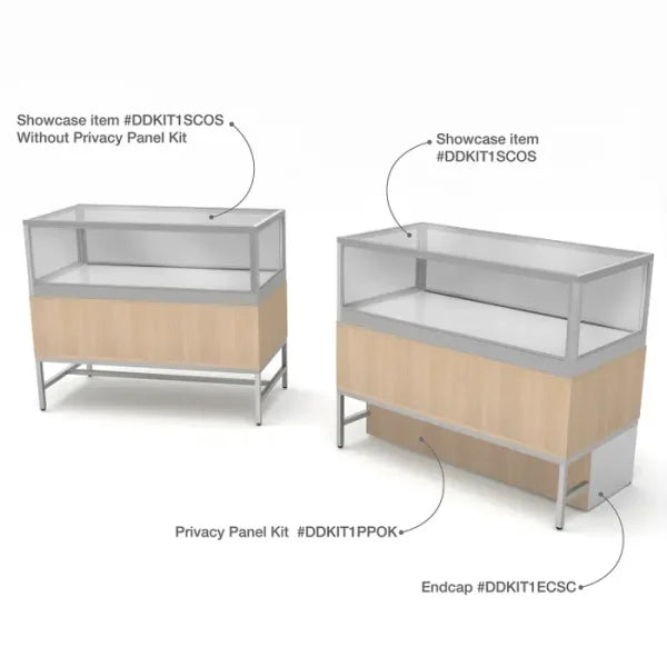 Panneaux de confidentialité pour vitrine de luxe avec tiroirs de rangement