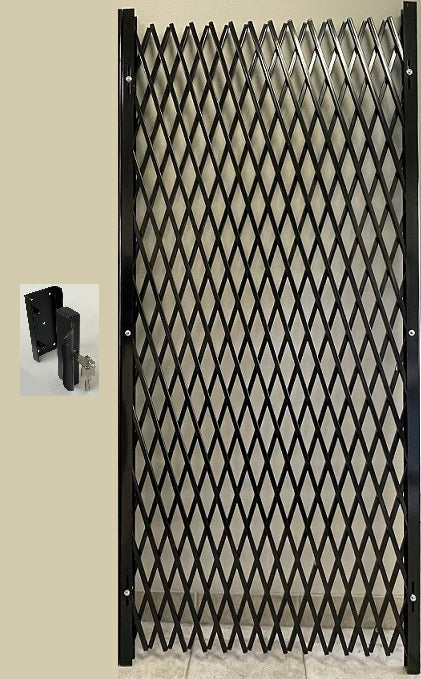 Portail de sécurité double diamant de 76 po de hauteur avec poteau verrouillable et serrure