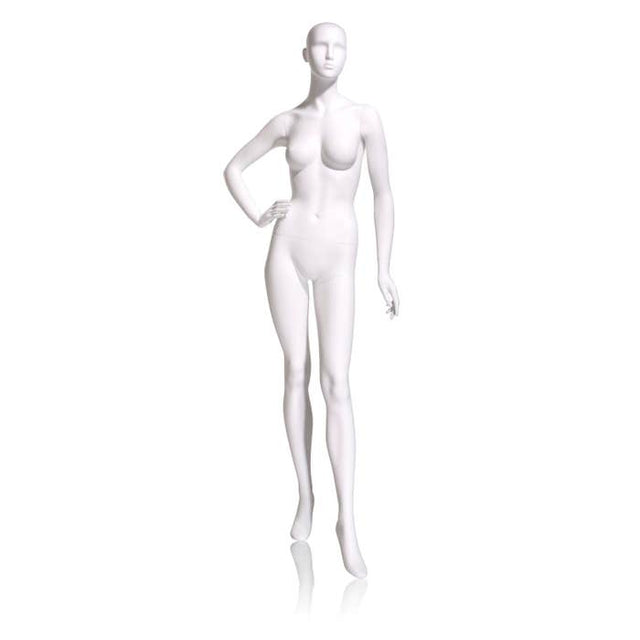 Female Mannequin - Abstract HEAD, Right Hand on HIP, Left Leg Forward