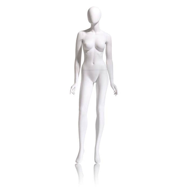 Female Mannequin - Oval HEAD, Arms by SIDE, Right Leg Slightly Forward