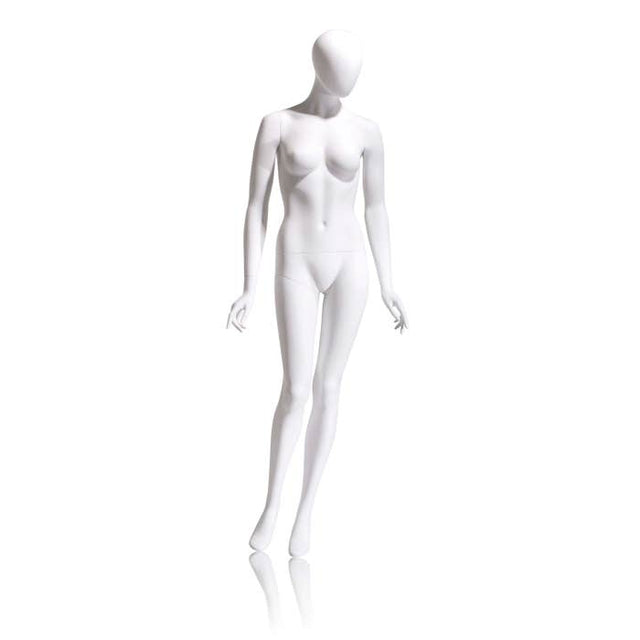Female Mannequin - Oval HEAD, Arms by SIDE, Right Leg Slightly Forward