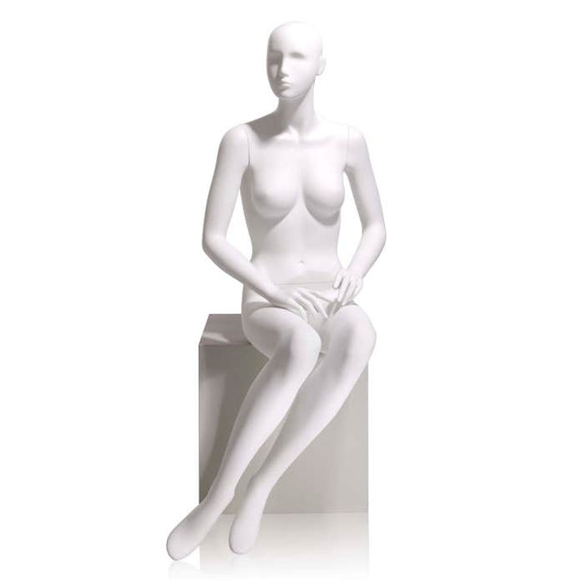 Female Mannequin - Abstract HEAD, Hands on LAP, Seated