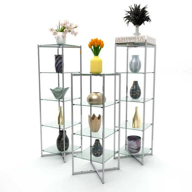 Folding Glass Tower With Chrome Finish