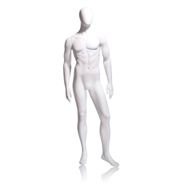 Male Mannequin - Oval HEAD, Arms by SIDE, Left Leg Slightly Forward