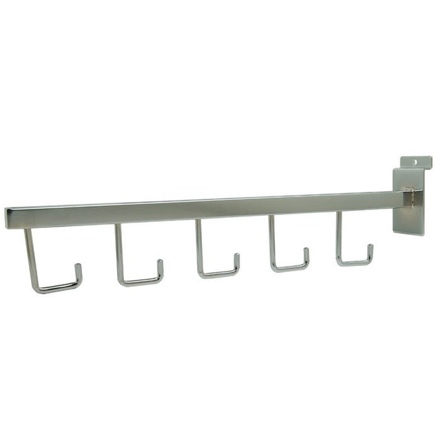 5-HOOK Square Tubing Faceout for Slatwall - Chrome