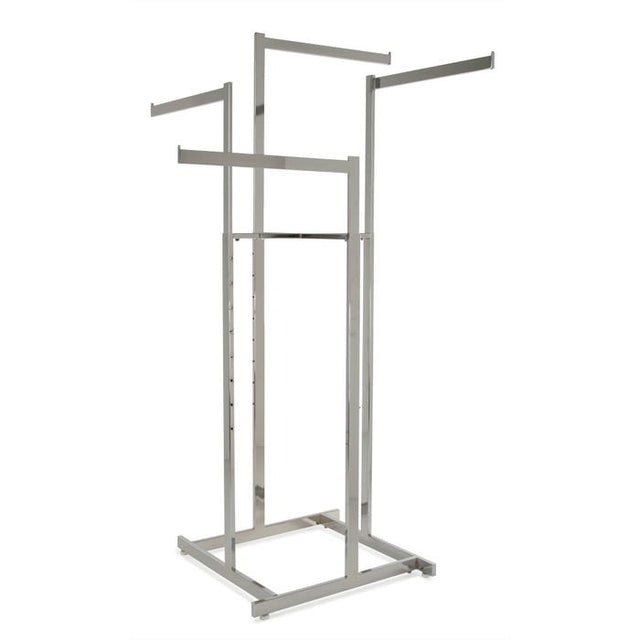 4-Way High Capacity Garment Rack With Straight Arms - Rectangular Tubing Uprights