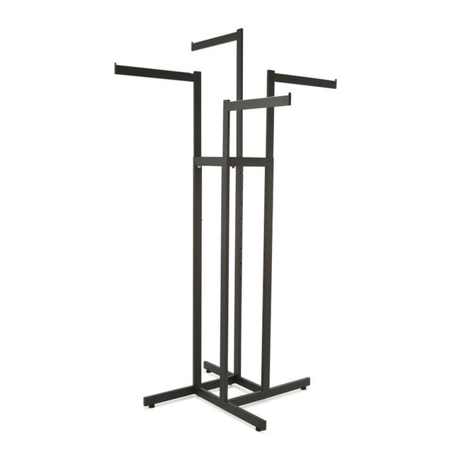 4-Way Garment Rack With Straight Arms - Rectangular Tubing Uprights