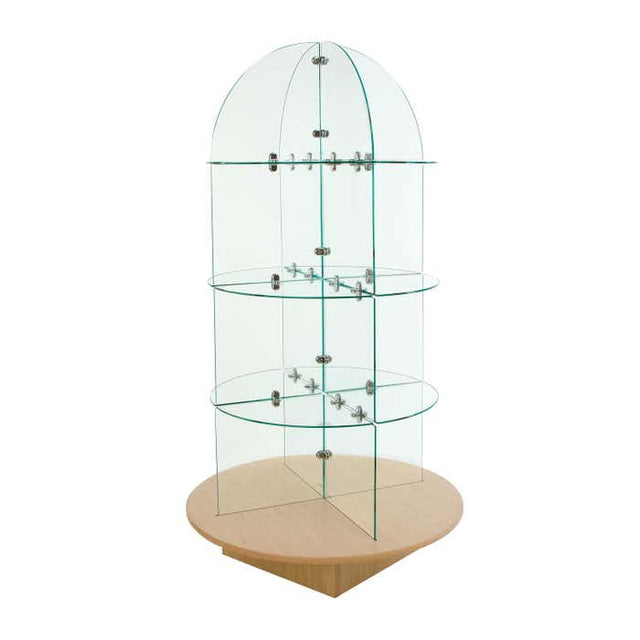 Rotating Glass Merchandiser With Round Base