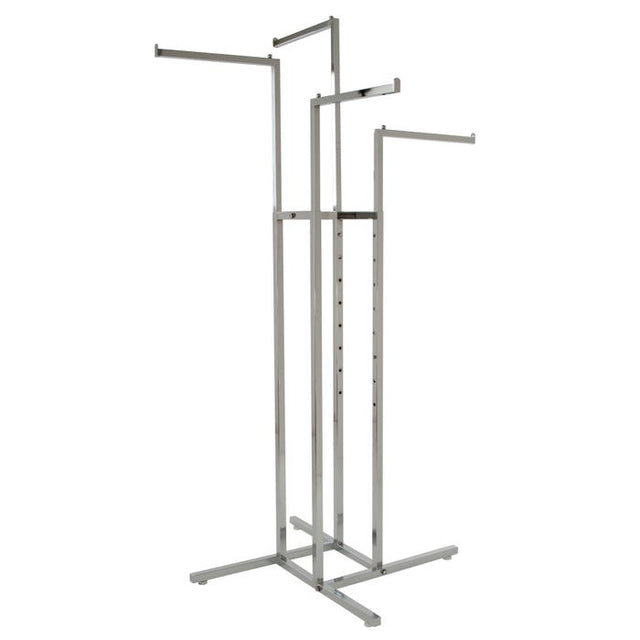 4-Way Garment Rack With Straight Arms - Square Tubing