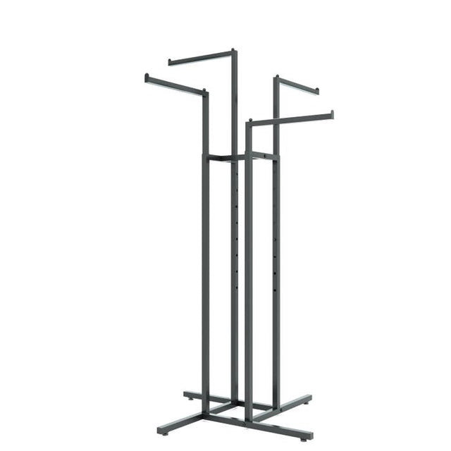 4-Way Garment Rack With Straight Arms - Square Tubing