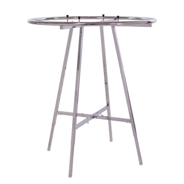42" Diameter Round Folding Rack With Round Tubing Hangrail - Chrome