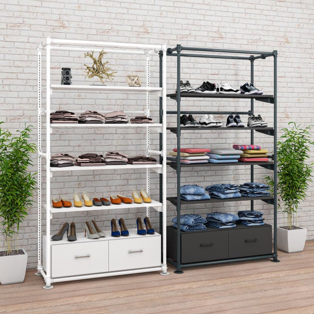 Pipeline Freestanding Kit With 4 Shelves and Drawers