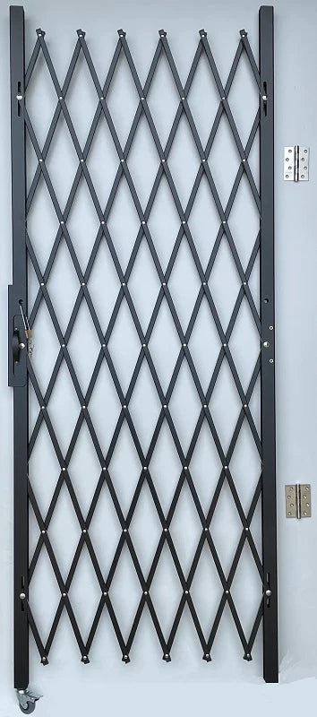 Folding Security Gate - 81" H x 38" to 110" W | Black and White