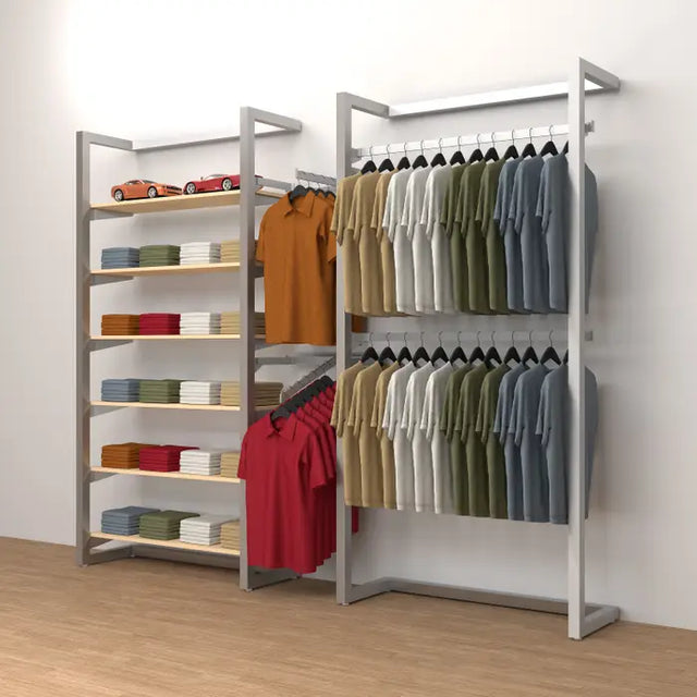 Double Alta Wall Unit With Shelving & Hanging Retail Display Kit 6