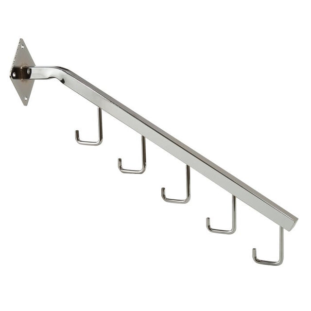 Wall Mount - 5-HOOK Waterfall - Square Tubing - Chrome