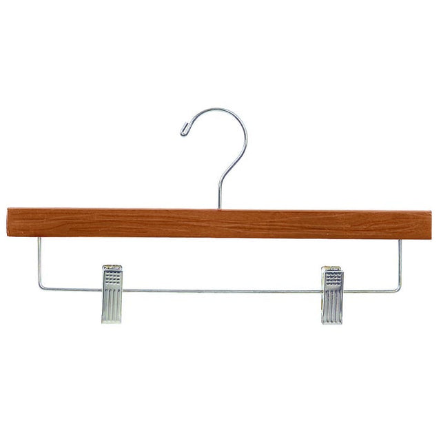 Wooden Pant & Skirt Hanger With Clips - 14" Long - Natural Finishes