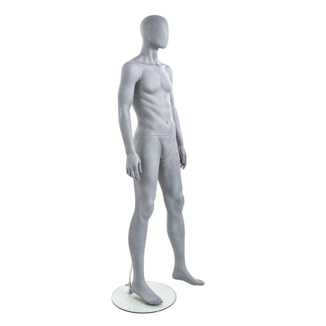 Male Mannequin - Oval HEAD, Arms at SIDE, Legs Slightly Bent
