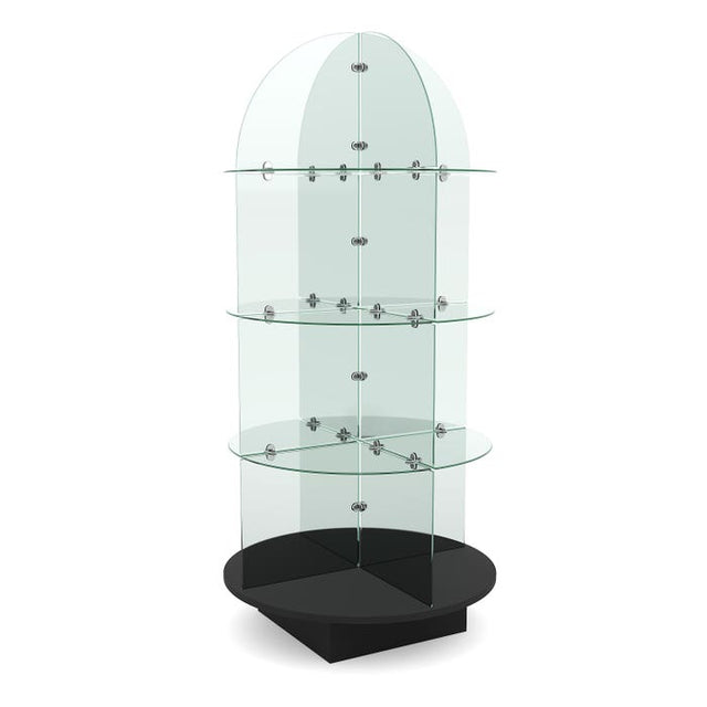 Rotating Glass Merchandiser With Round Base